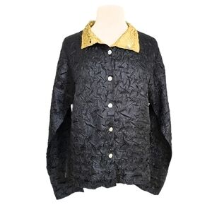 Lou Nardi Reversible Black & Gold Crinkle Jacket